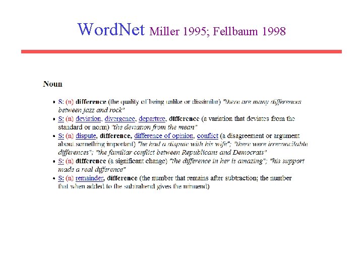 Word. Net Miller 1995; Fellbaum 1998 