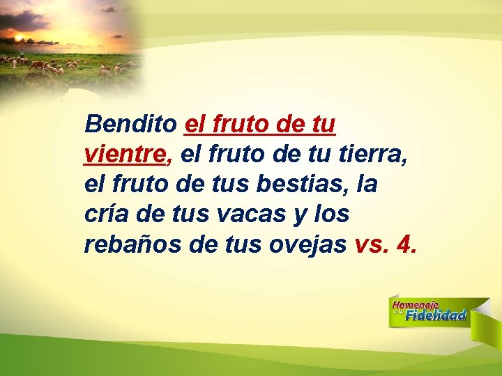 Bendito el fruto de tu vientre, el fruto de tu tierra, el fruto de Bendito el fruto de tu vientre, el fruto de tu tierra, el fruto de