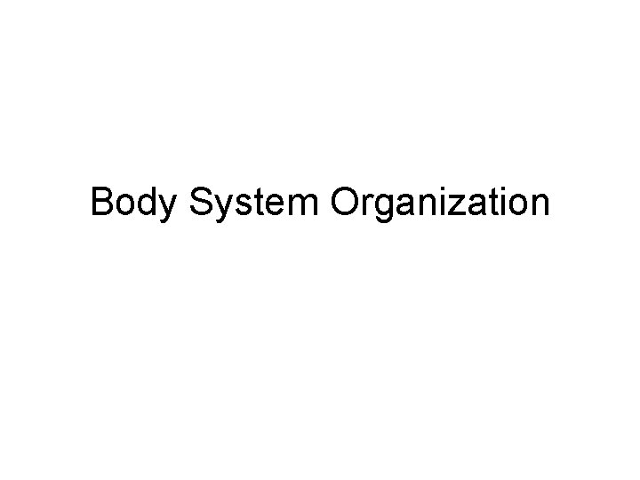 Body System Organization 