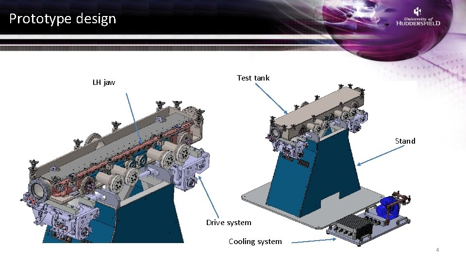 Prototype design LH jaw Test tank Stand Drive system Cooling system 4 