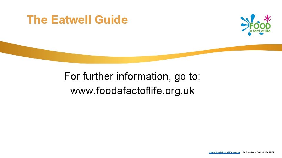 The Eatwell Guide For further information, go to: www. foodafactoflife. org. uk © Food