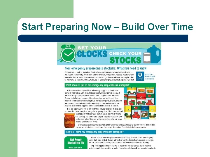 Start Preparing Now – Build Over Time 