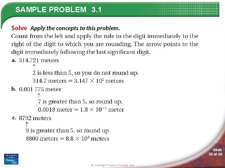 SAMPLE PROBLEM 3. 1 Slide 30 of 48 © Copyright Pearson Prentice Hall 