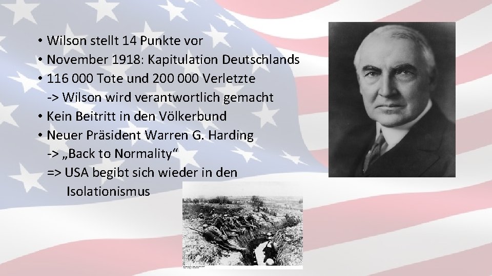  • Wilson stellt 14 Punkte vor • November 1918: Kapitulation Deutschlands • 116