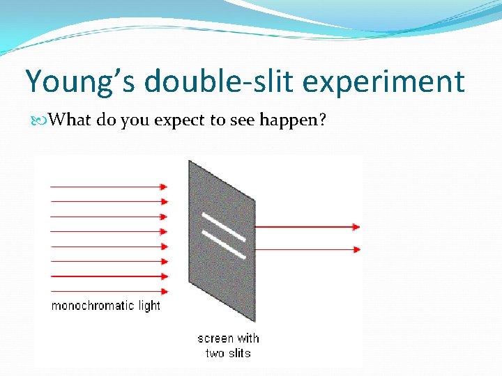 Young’s double-slit experiment What do you expect to see happen? 