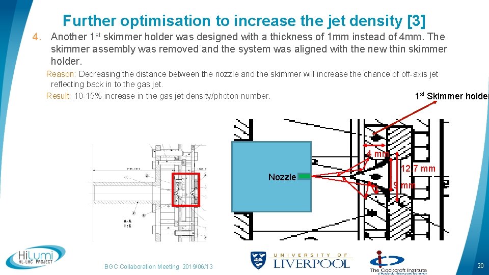 Further optimisation to increase the jet density [3] 4. Another 1 st skimmer holder