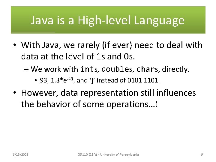 CIS 110 Introduction to Computer Programming Lecture 3