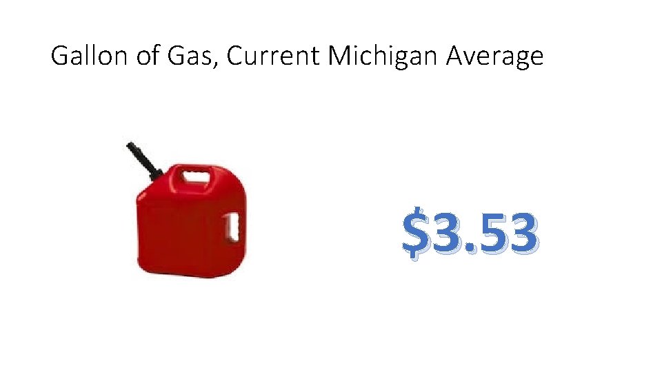 Gallon of Gas, Current Michigan Average $3. 53 