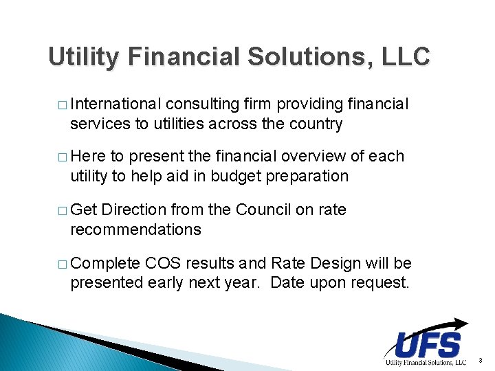Utility Financial Solutions, LLC � International consulting firm providing financial services to utilities across Utility Financial Solutions, LLC � International consulting firm providing financial services to utilities across