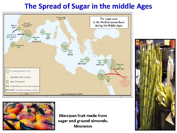 The Spread of Sugar in the middle Ages Marzipan fruit made from sugar and