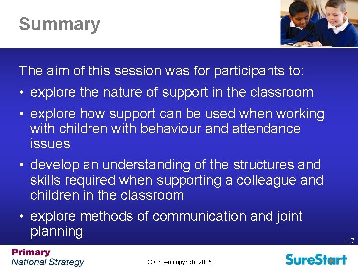 Summary The aim of this session was for participants to: • explore the nature