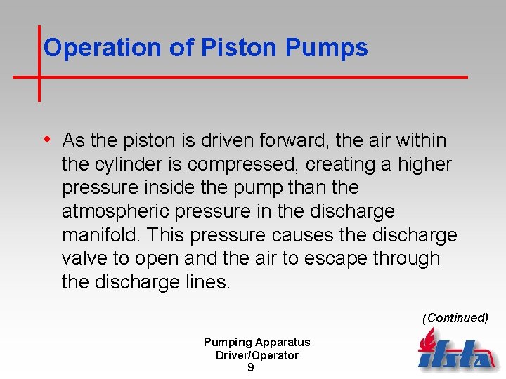 Operation of Piston Pumps • As the piston is driven forward, the air within