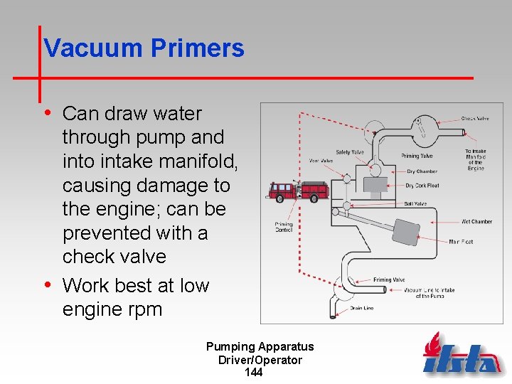 Vacuum Primers • Can draw water through pump and into intake manifold, causing damage