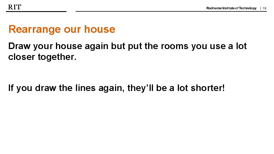 | 19 Rearrange our house Draw your house again but put the rooms you