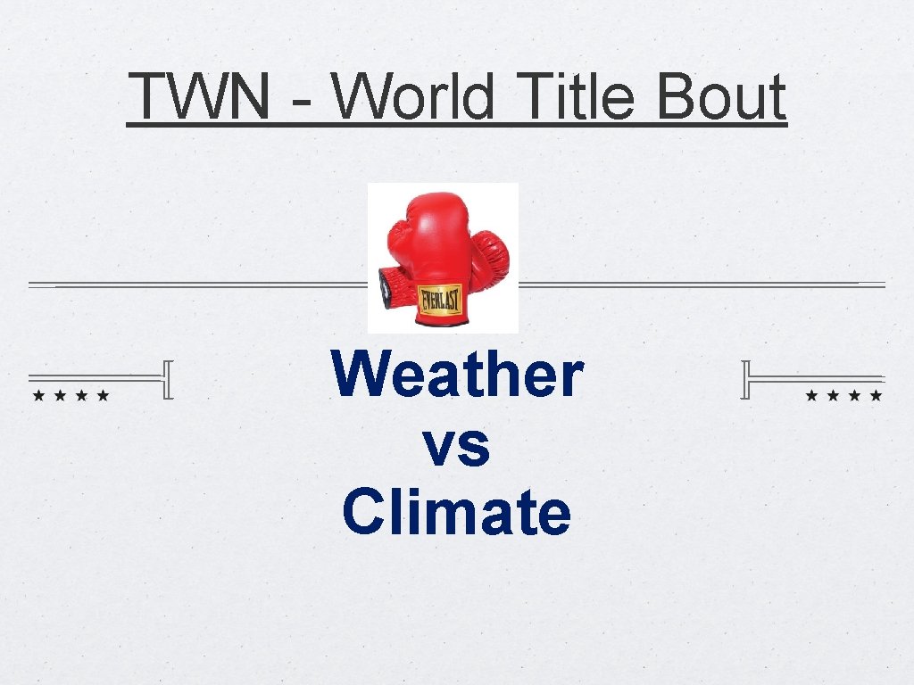 TWN - World Title Bout Weather vs Climate 