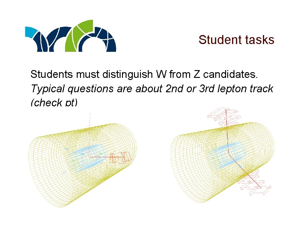 Student tasks Students must distinguish W from Z candidates. Typical questions are about 2