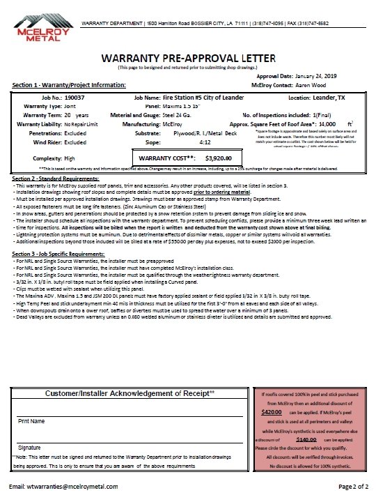 Warranty Pre-Approval Form 