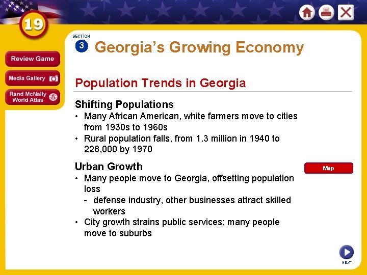 SECTION 3 Georgia’s Growing Economy Population Trends in Georgia Shifting Populations • Many African