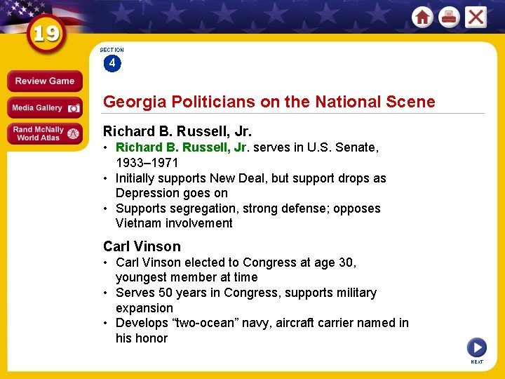 SECTION 4 Georgia Politicians on the National Scene Richard B. Russell, Jr. • Richard