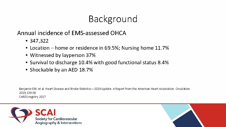 Background Annual incidence of EMS-assessed OHCA • • • 347, 322 Location – home