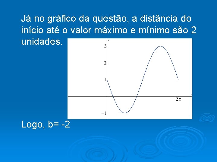 Já no gráfico da questão, a distância do início até o valor máximo e