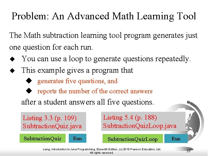 Problem: An Advanced Math Learning Tool The Math subtraction learning tool program generates just