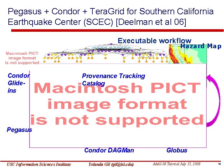 Pegasus + Condor + Tera. Grid for Southern California Earthquake Center (SCEC) [Deelman et