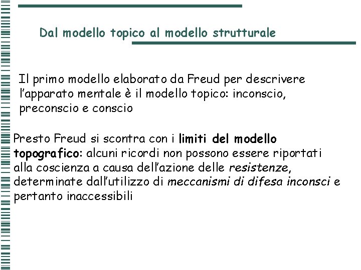 Dal modello topico al modello strutturale Il primo modello elaborato da Freud per descrivere Dal modello topico al modello strutturale Il primo modello elaborato da Freud per descrivere