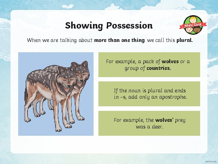 Showing Possession When we are talking about more than one thing we call this