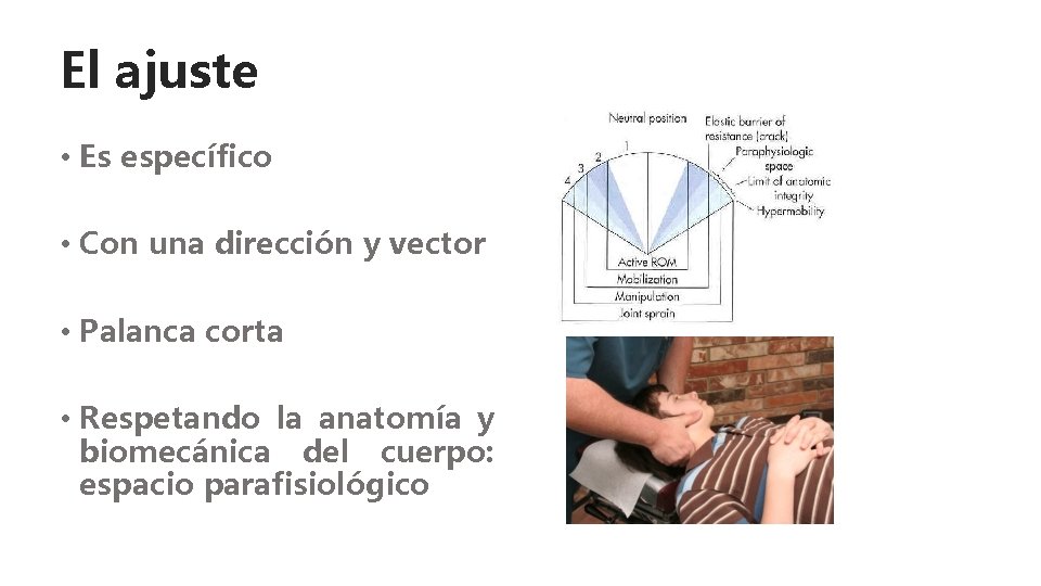 El ajuste • Es específico • Con una dirección y vector • Palanca corta