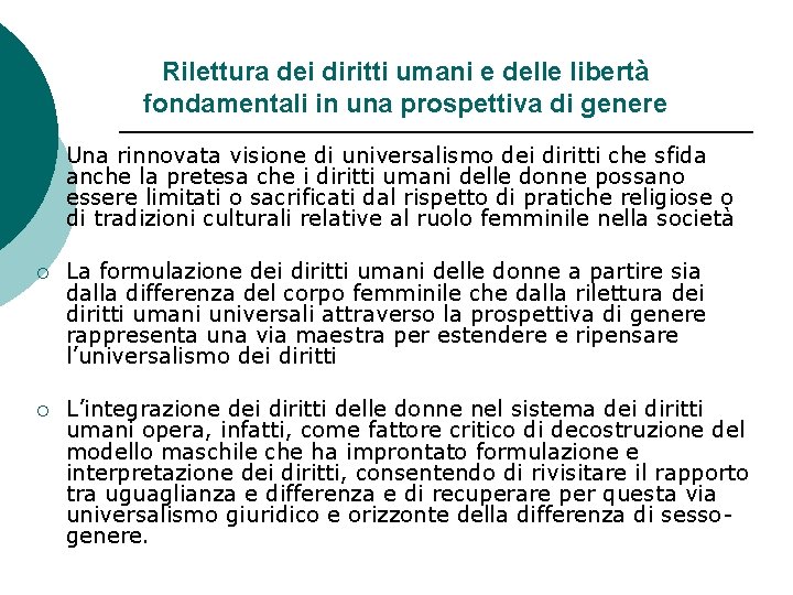 Rilettura dei diritti umani e delle libertà fondamentali in una prospettiva di genere ¡