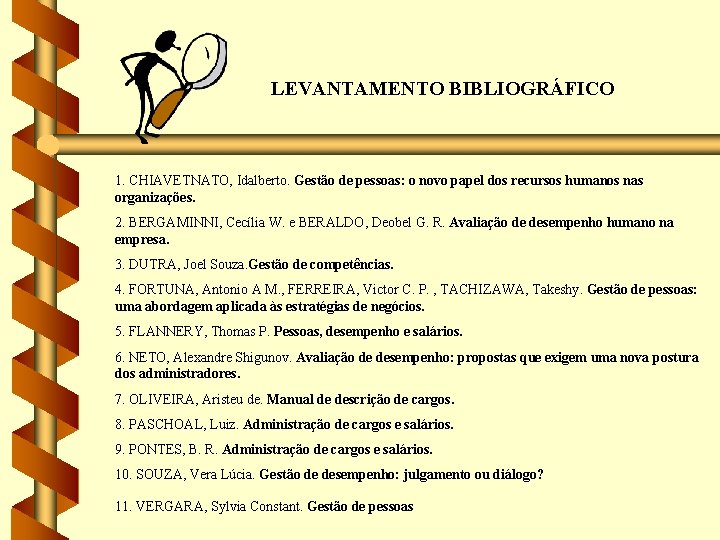 LEVANTAMENTO BIBLIOGRÁFICO 1. CHIAVETNATO, Idalberto. Gestão de pessoas: o novo papel dos recursos humanos