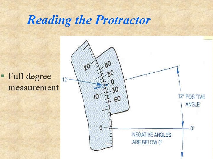 Reading the Protractor § Full degree measurement 