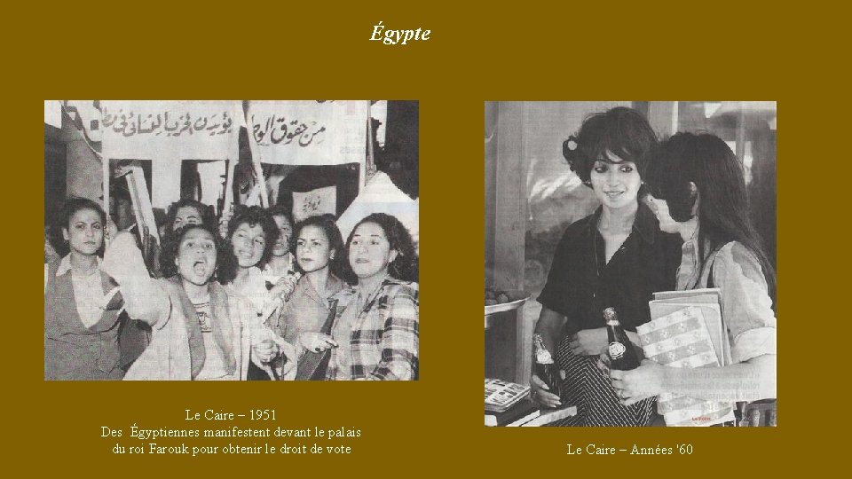 Égypte Le Caire – 1951 Des Égyptiennes manifestent devant le palais du roi Farouk