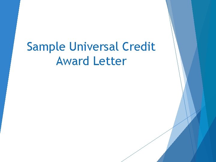 Sample Universal Credit Award Letter 