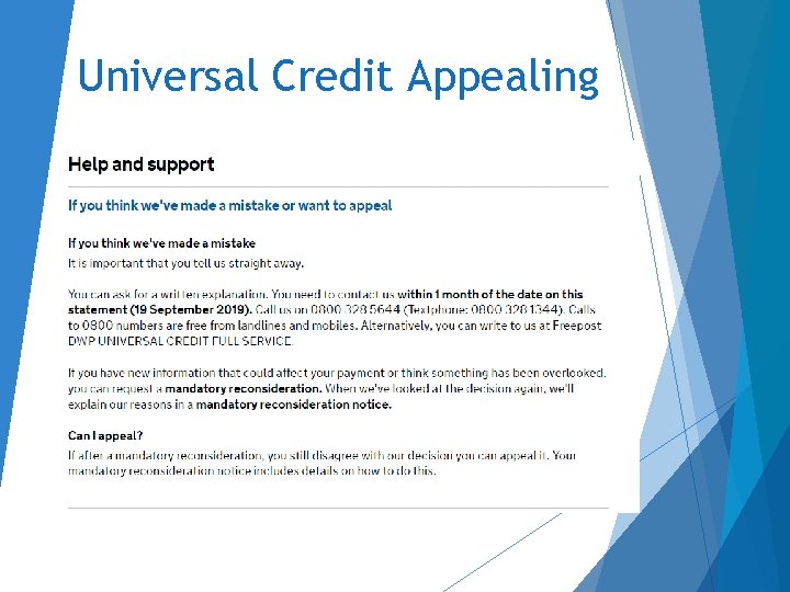 Universal Credit Appealing 