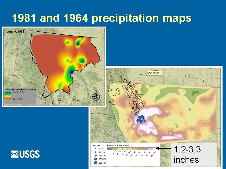 1981 and 1964 precipitation maps 1. 2 -3. 3 inches 