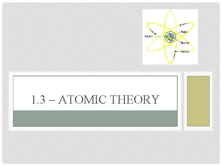 1. 3 – ATOMIC THEORY 