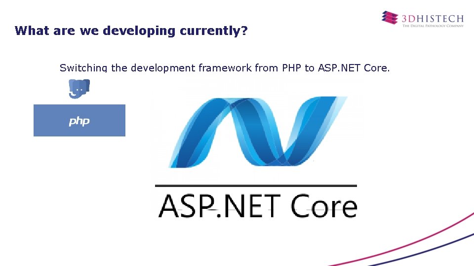 What are we developing currently? Switching the development framework from PHP to ASP. NET
