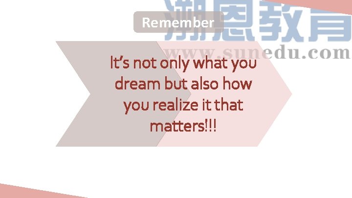 Remember It’s not only what you dream but also how you realize it that