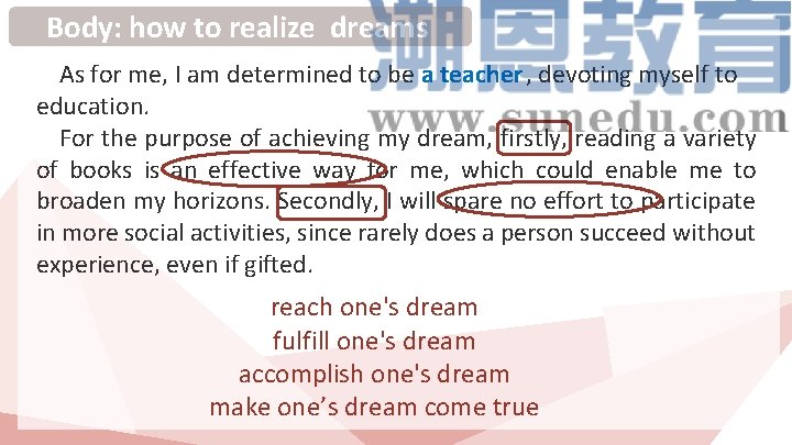 Body: how to realize dreams As for me, I am determined to be a