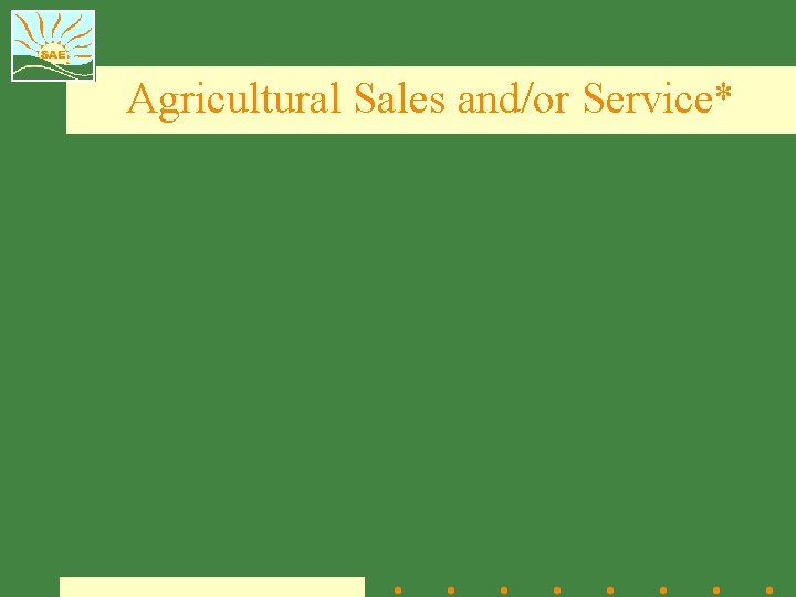 Agricultural Sales and/or Service* 