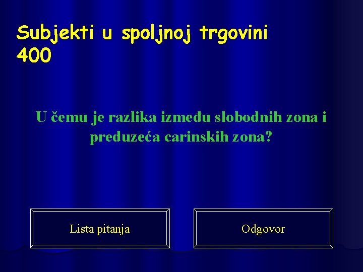 Subjekti u spoljnoj trgovini 400 U čemu je razlika između slobodnih zona i preduzeća