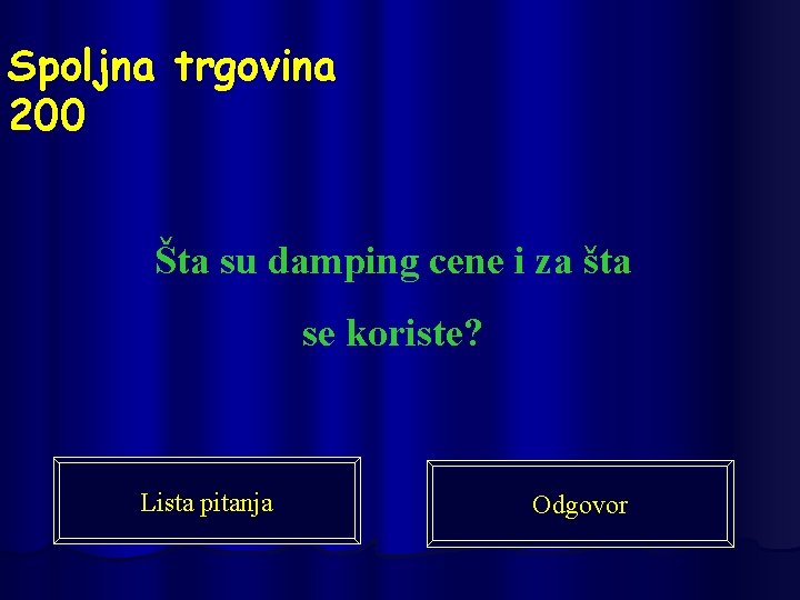 Spoljna trgovina 200 Šta su damping cene i za šta se koriste? Lista pitanja