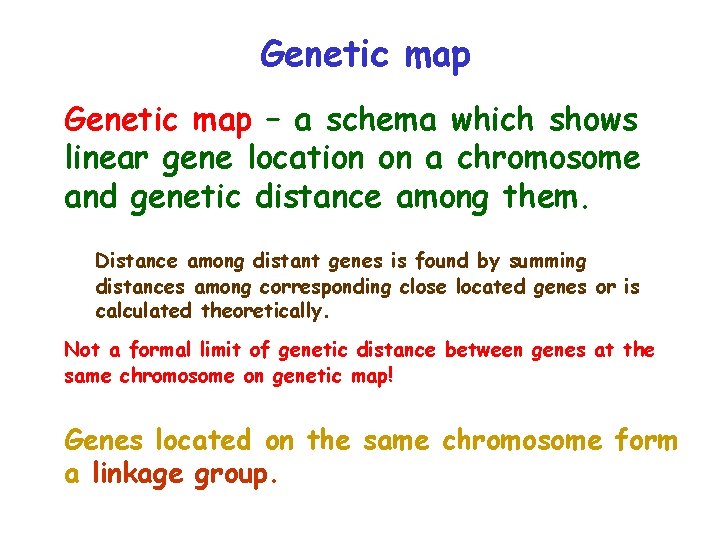 Genetic map – a schema which shows linear gene location on a chromosome and