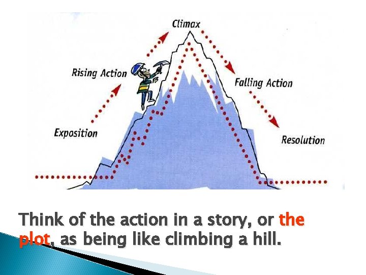 Think of the action in a story, or the plot, as being like climbing