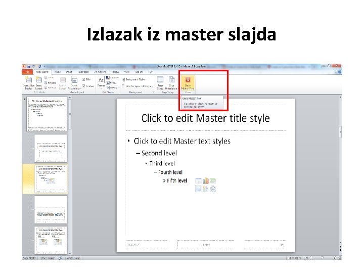 Izlazak iz master slajda 