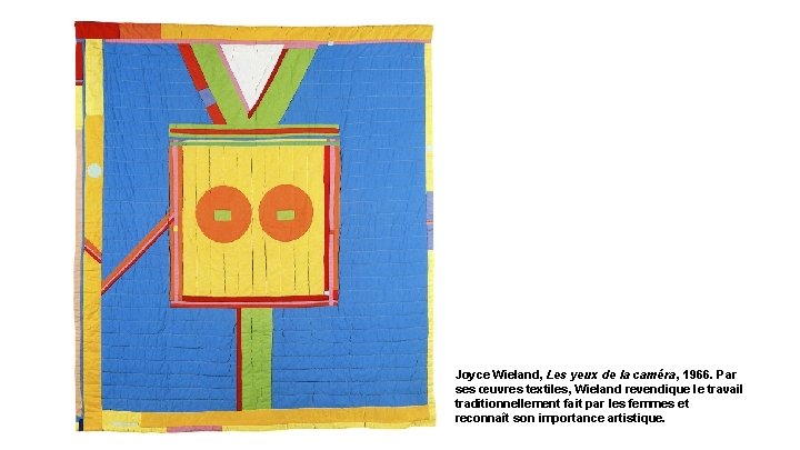 Joyce Wieland, Les yeux de la caméra, 1966. Par ses œuvres textiles, Wieland revendique