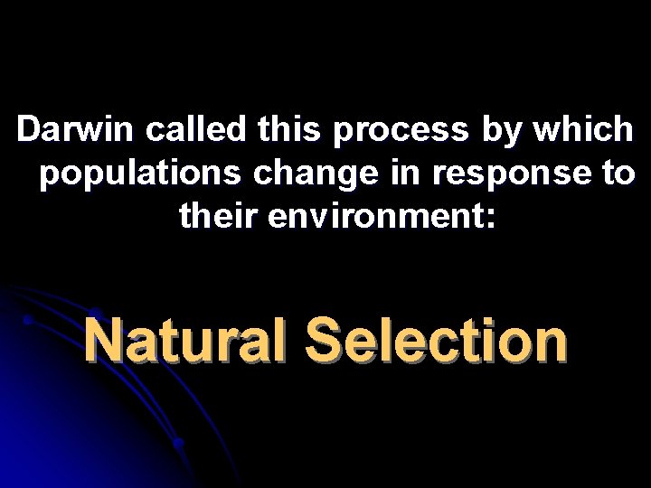 Darwin called this process by which populations change in response to their environment: Natural