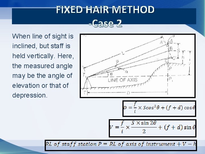 FIXED HAIR METHOD -Case 2 When line of sight is inclined, but staff is